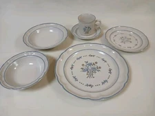 Stoneware Table Setting, Set Of 6, Cordella Bluet Collection 