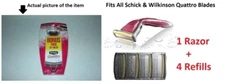 * 4 Schick Quattro Blades Women Cartridges+ Razor Handle Shaver Refills Quatro
