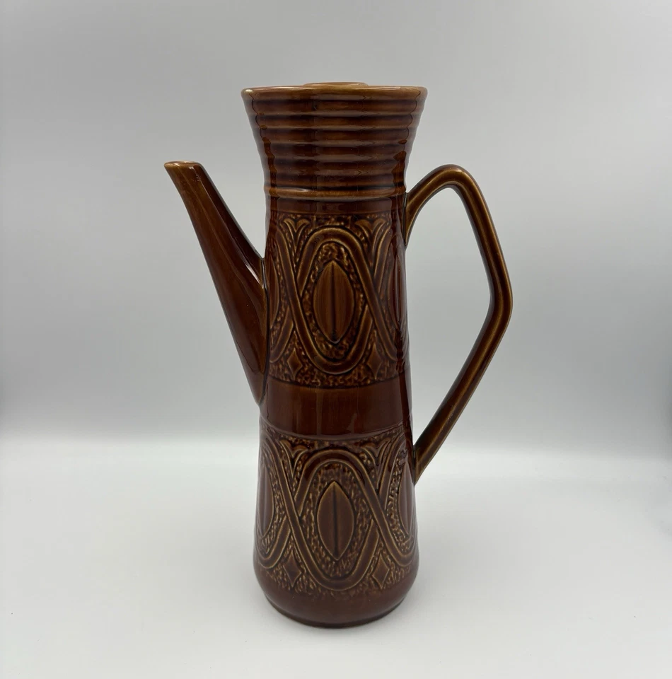 Vintage Saxony Ellgreave Coffee Pot Tall Brown Glazed 1970s Jug Sugar Set VGC - Image 4 of 4