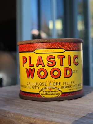 Vintage Plastic Wood 1/4 Pound Tin Can Boyle Midway New York EMPTY 