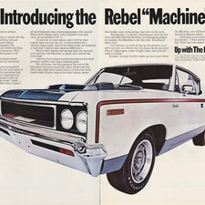 Vintage 1970 AMC Rambler Rebel Original 1969 2-Pg Print Ad Photo 42x28cm C&D 12