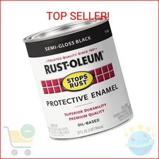 Rust-Oleum 7798502 Stops Rust Brush On Paint, Quart, Semi-Gloss Black, 1 Quarts 