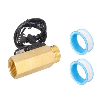 G1/2'' Hall Effect Liquid Water Flow Sensor, DC 5V Brass Tone 1-30L/min YF-B4