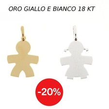 Ciondolo bimbo bimba oro bianco o giallo 18 kt 750 Gioiello nascita certificato