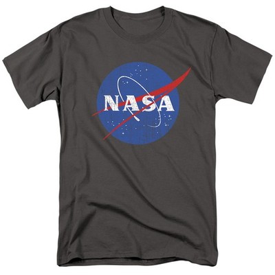 NASA Meatball Logo Vintage Look Unisex T-Shirt Kurzarm Grau Baumwolle Crew Neck