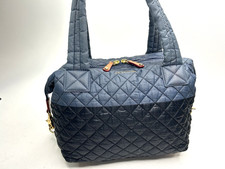 MZ WALLACE Black/Gray Color Block Medium Metro Tote Quilted w/Pouch