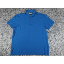 Ted Baker London Polo Shirt Mens 6 Blue Textured Cotton Polka Dot Trim Short Slv