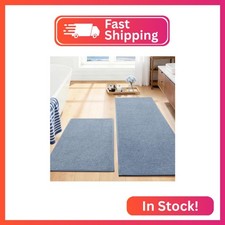 YIHOUSE Navy Blue Bathroom Rugs Sets 2 Piece, Quick Dry Thin Bath Mat, Non Slip
