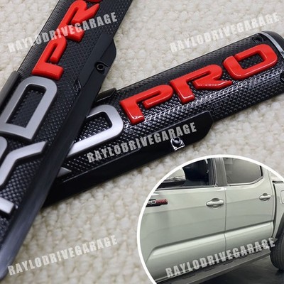 2PCS T-RD Pro Emblem Black Gray Red Fender Door Badges For Tacoma 4runner Tundra