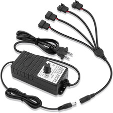 12V 36W Adjustable PC Fan Speed Controller with 4-Port Splitter and Adapter