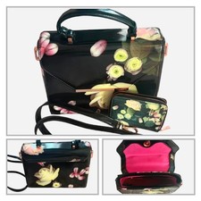 Image of BNWOT Ted Baker Floral Crossbody Bag with Detachable Strap and Matching Purse