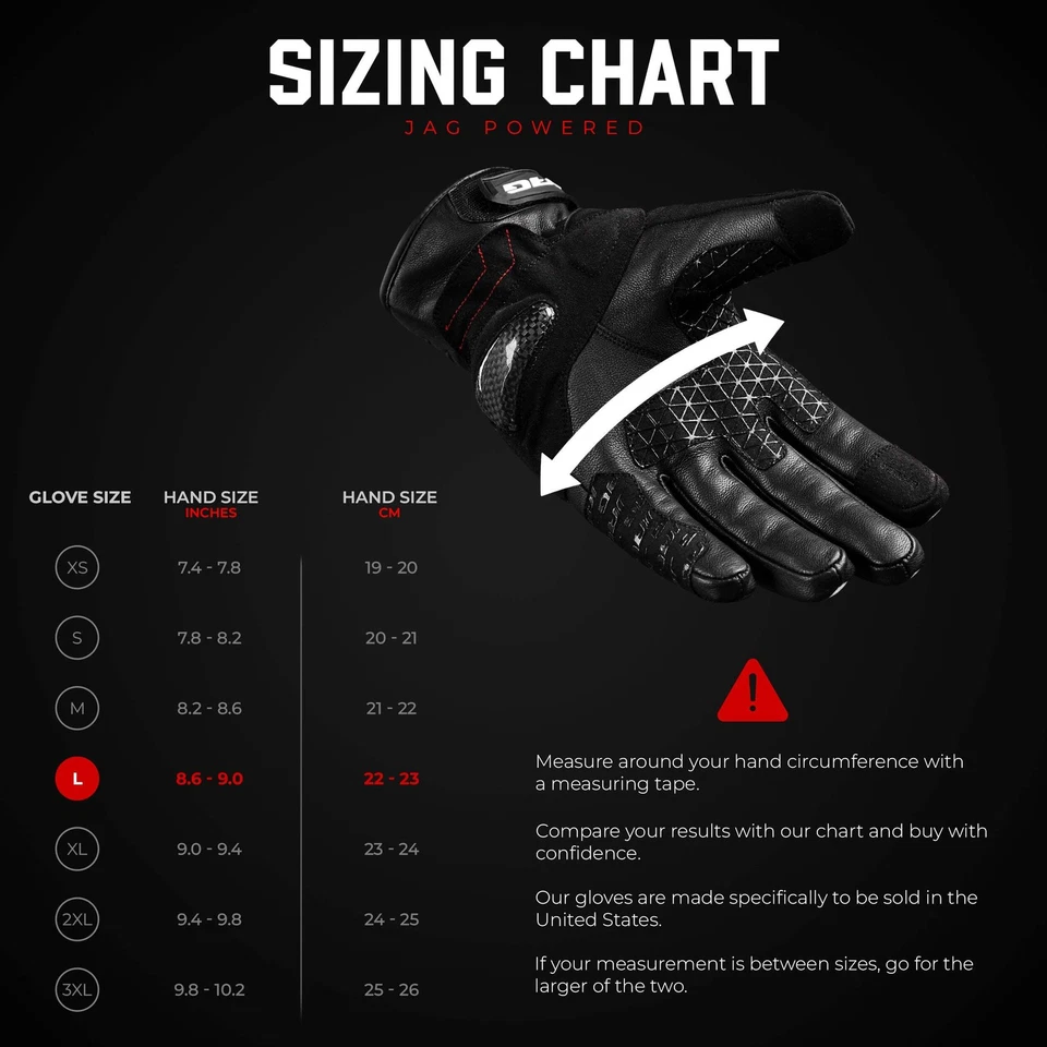 J.A.G. Guantes de cuero para motocicleta para hombre - Protección de nudillos de fibra de carbono Foto 4 de 4