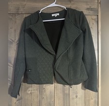 Athleta Moto Jacket Women  s XS Olive Green Quilted Asymmetrical Zip Rare