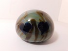 Signed C. Walters 84' Blue HEARTS & Yellowish/Brown Vines Art Glass Paperweight — photo 5
