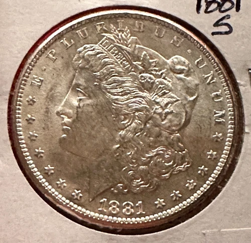 1881  S  VERY CHOICE UNCIRCULATED-GEM BU REFLECTIVE FIELDS BUT NOT ENOUGH FOR PL