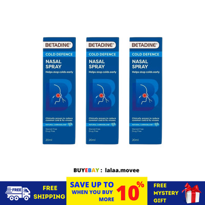 3 X BETADINE Adult Cold Defence Nasal Spray 20ml Helps Stop Colds Early