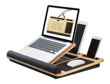 Foldable Wooden Laptop Stand for Desk   Adjustable  Portable Lapdesk with Cu...