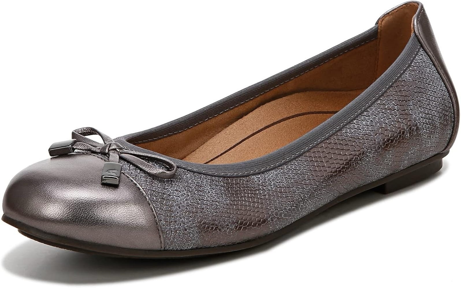 Vionic Minna Flats Size 7.5 in Stylish Gray Metallic-image