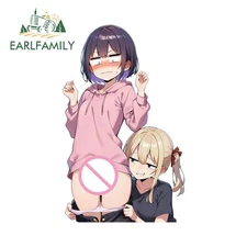 EARLFAMILY 5.1" Anime Girl Car Sticker Storage Flask Artistic Car Door PVC Decal