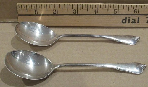 2 Grand Colonial soup spoons - WALLACE STERLING - 6" - no monogram- 2.2 oz total