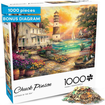 - Chuck Pinson - Cottage by the Sea - 1000 Piece Puzzle for Adults, Serene Light