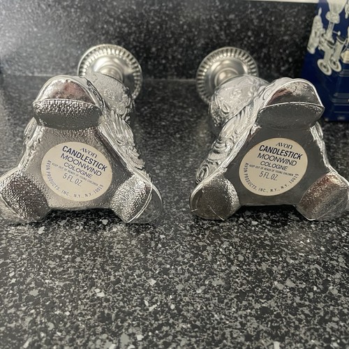 (2) Vintage Avon Candlestick Cologne 5 Fl Oz Moonwind Silver FULL NOS NEW - Picture 3 of 8