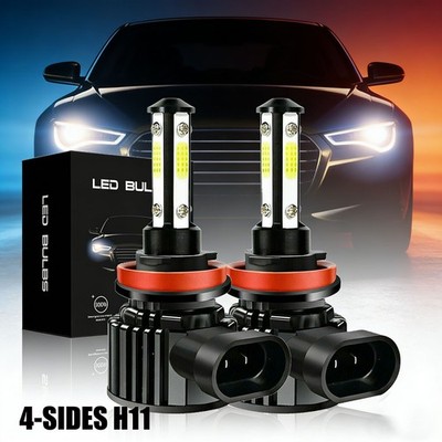 4-Sides H11 LED Headlight Bulb White Low Beam Conversion Kit 6000LM Super Bright