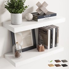 24 Inch Floating Shelves for Wall 2 Pack, 8"D Wood Grain Bathroom Shelves  I...
