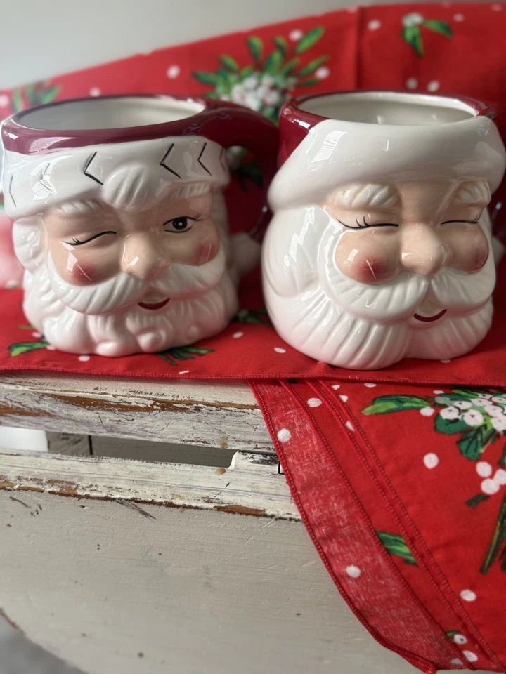 Pottery Barn Tazas de Cerámica Artesanal en Forma de Papá Noel 16 OZ, Juego/4, Navidad Foto 4 de 4