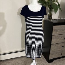 41Hawthorn Shift Dress Womens L Dark Blue Cap Sleeve Round Neck Knit Marine