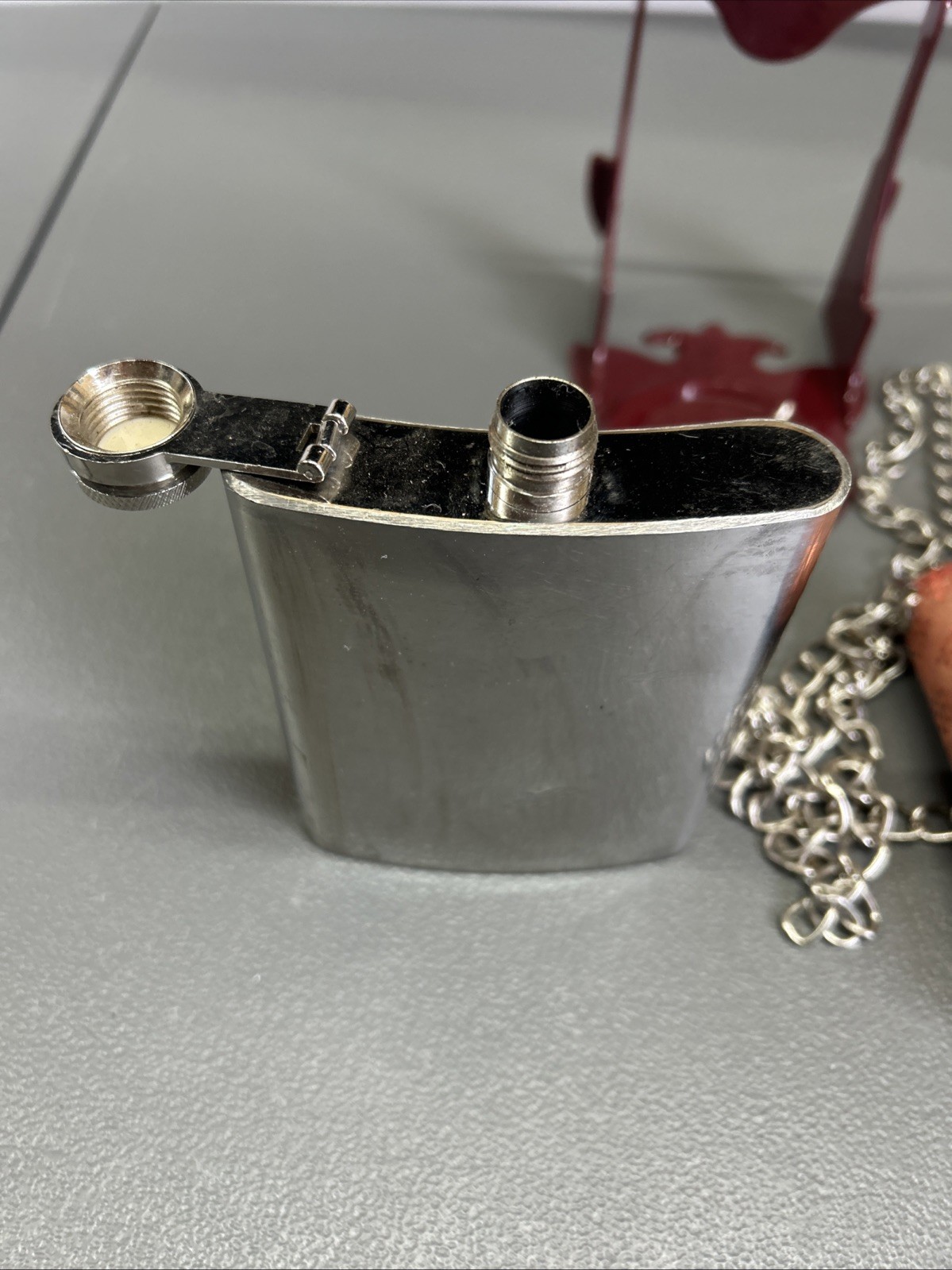 7 oz Stainless Steel Hip Flask With Cap Alcohol Metal With Shoulder Strap Holder