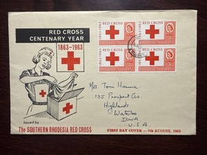 RHODESIA NYASALAND FDC COVER 1963 YEAR RED CROSS NURSE HEALTH MEDICINE STAMPS
