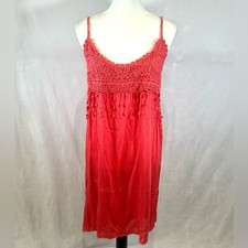 Pink embroidered lace cotton blend sundress size medium