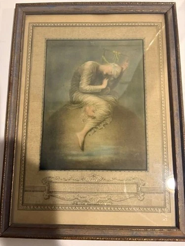 Vintage Framed Print of 'Hope' by George Frederic Watts