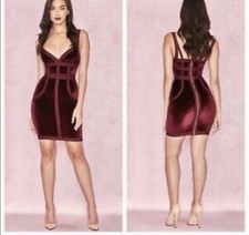 House of CB Burgundy Velvet Bodycon Dress (size Small)