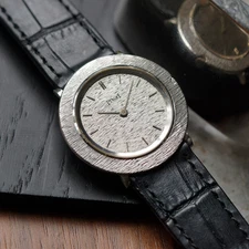 1970s Piaget 18k White Gold Ultra-Thin Disco Volante Manual Wind 1970s