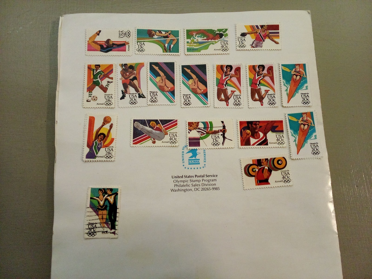 Vintage Olympic Challenge US 1984 stamp collection booklet with 18