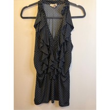 Body Central vintage Y2K style Black Polka Dot Ruffle V-Neck Mini Dress