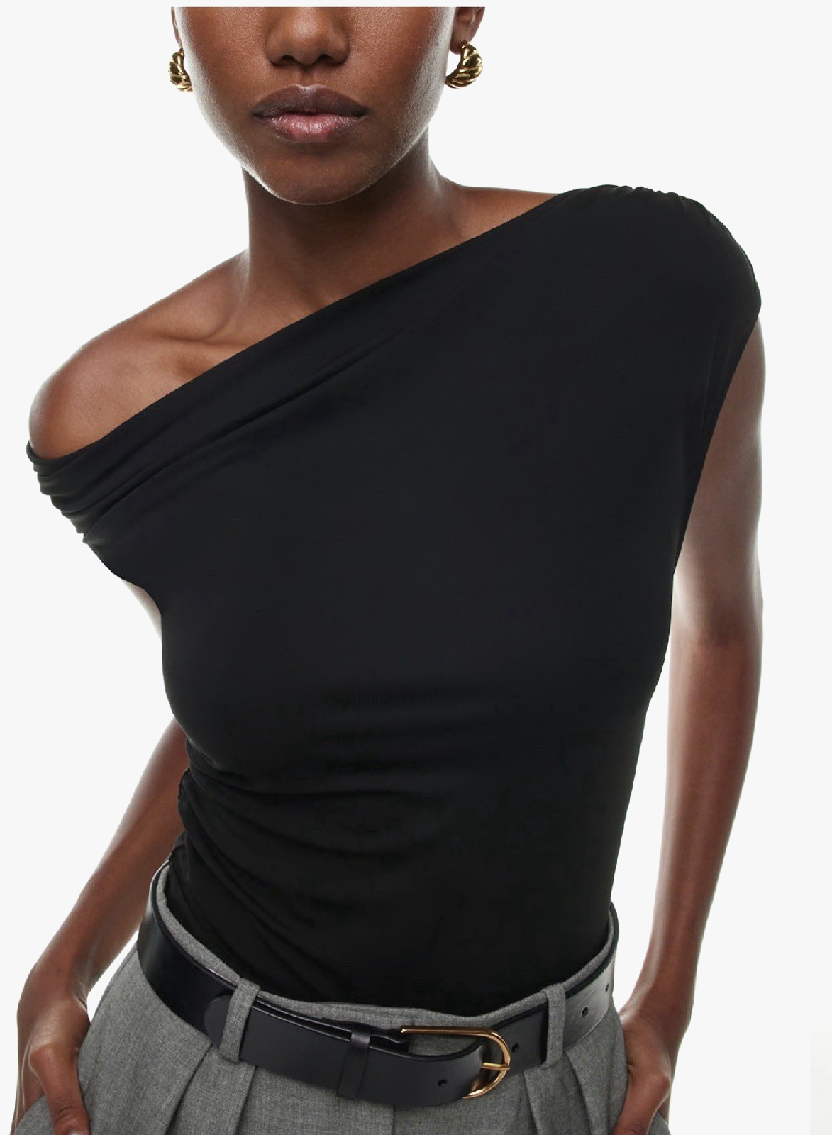 Aritzia Babaton Women`s $48 Gallery Off-the-Shoulder Top in Black size M