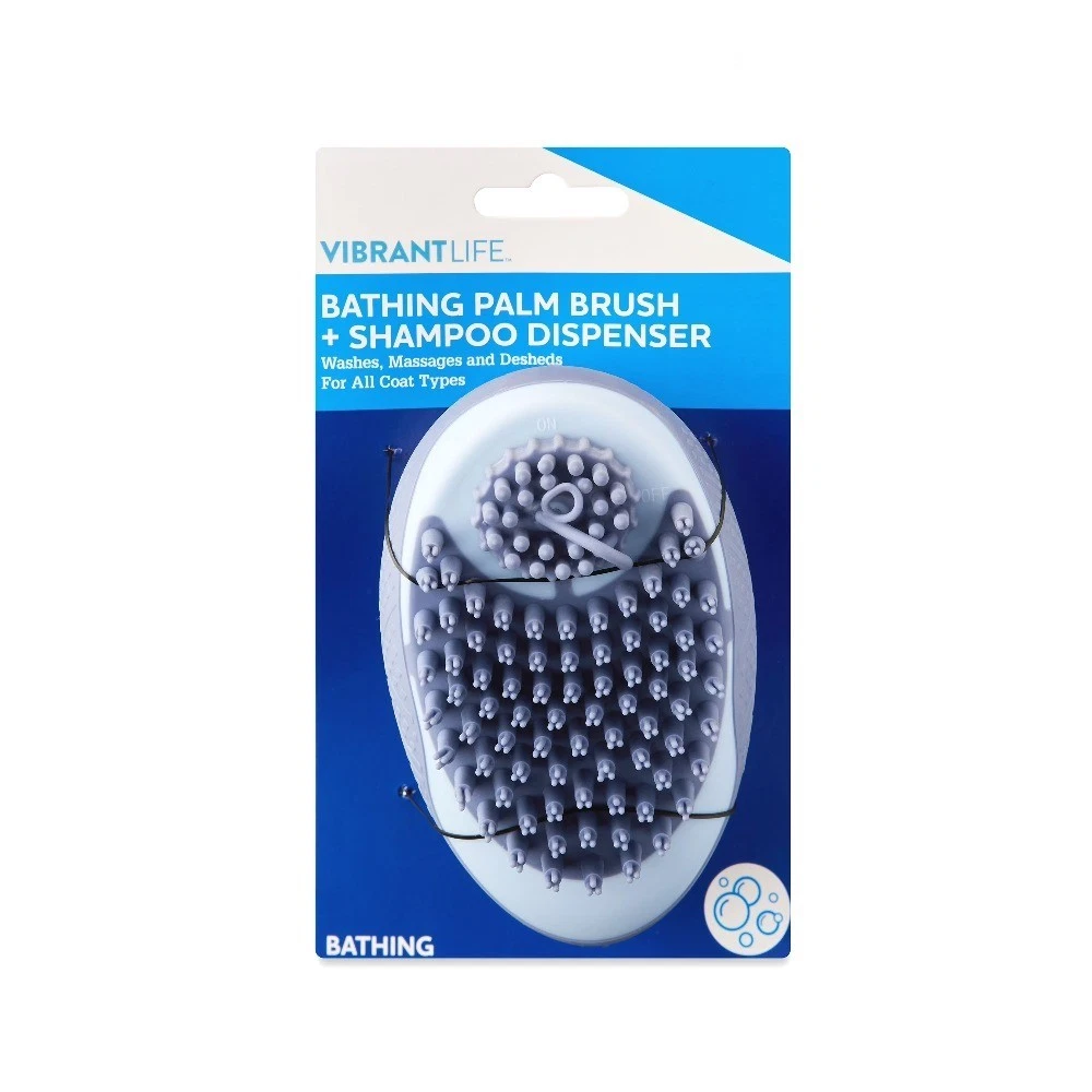 Bathing Palm Dog Brush Shampoo Dispenser Dog Grooming Tool Hand Brush - thumbnail 3
