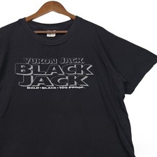Vintage 90s Yukon Jack Black Jack Whiskey T-Shirt Mens Large Made in USA Black