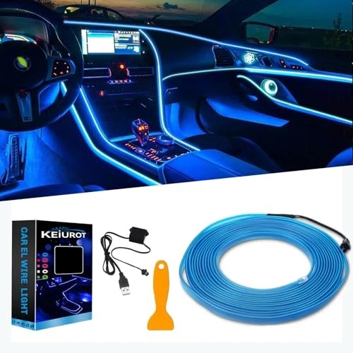 El Wire Lights for Car Inteior Dash Light Neon Lights 16FT/5M Car Led Blue - Image 2 of 4
