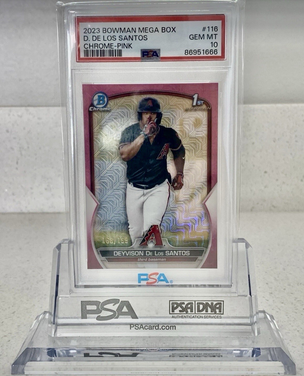 2023 Bowman Chrome Mojo Deyvison De Los Santos 1st Pink Refractor /199