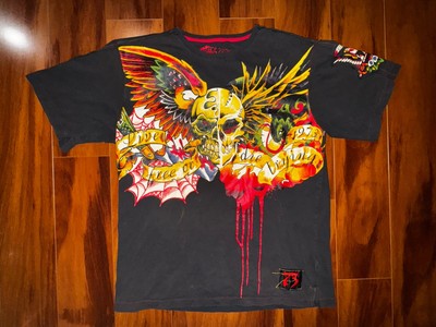 Vintage Pepe Jeans Tattoo Skull T-Shirt Y2K Eagle USA 73 Biker Graphic Tee XL