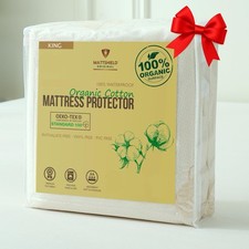 Deluxe Waterproof Organic Mattress Protector King - Certified Organic Cotton ...
