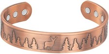 Willis Judd Men's Pure Copper Bangle Magnetic Bracelet Deer 8.5 inches,