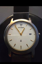 ONSA Quartz Analogue Watch White Dial Date, Titanium Case Brown Leather Original