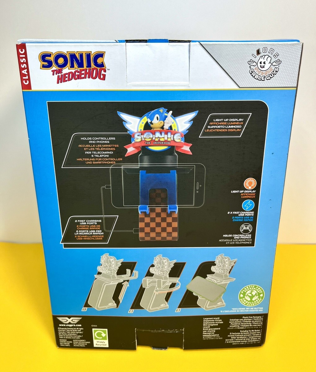 Support Téléphone Et Manette Sonic Classic Ikon Lumineux - Neuf Sous Blister