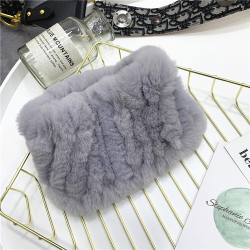 Women Real Rex Rabbit Fur Scarf Knit Headbands Neck Collar Scarves Neckerchief - Picture 17 of 46