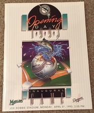 1993  FLORIDA MARLINS Vs LA Dodgers  OPENING DAY PROGRAM Magazine MLB